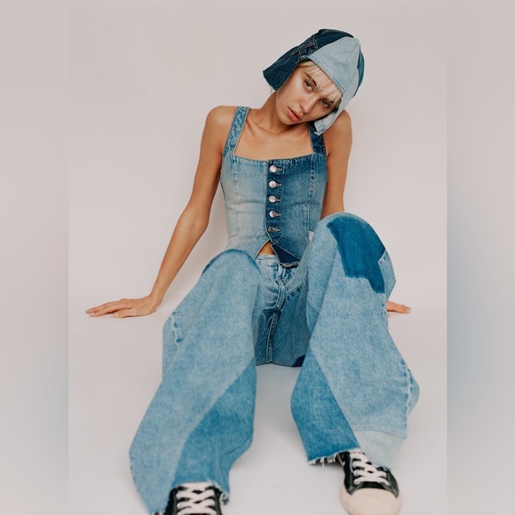 ZARA PATCHWORK LOW-RISE TRF BOYFRIEND JEANS